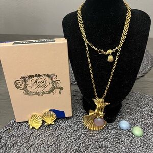Firk Folly Gold Shell Necklace and Earring Set